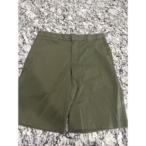 Goodfello & Co Men‎ Flat- Front Forest Green Cotton Shorts 10.5" Inseam Size 32W